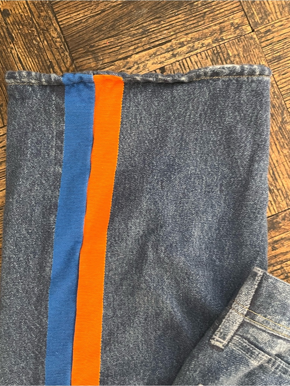RAG AND BONE MIRAMAR Wide-Leg PULL ON Jeans with Orange & Blue Side Stripe XS, - Picture 11 of 12